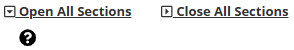 Open All Sections and Close All Sections buttons. Below: "?" icon, Help for audit results.