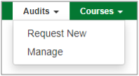 Audits tab in navigation bar expanded to show the “Request New” and “Manage” options.